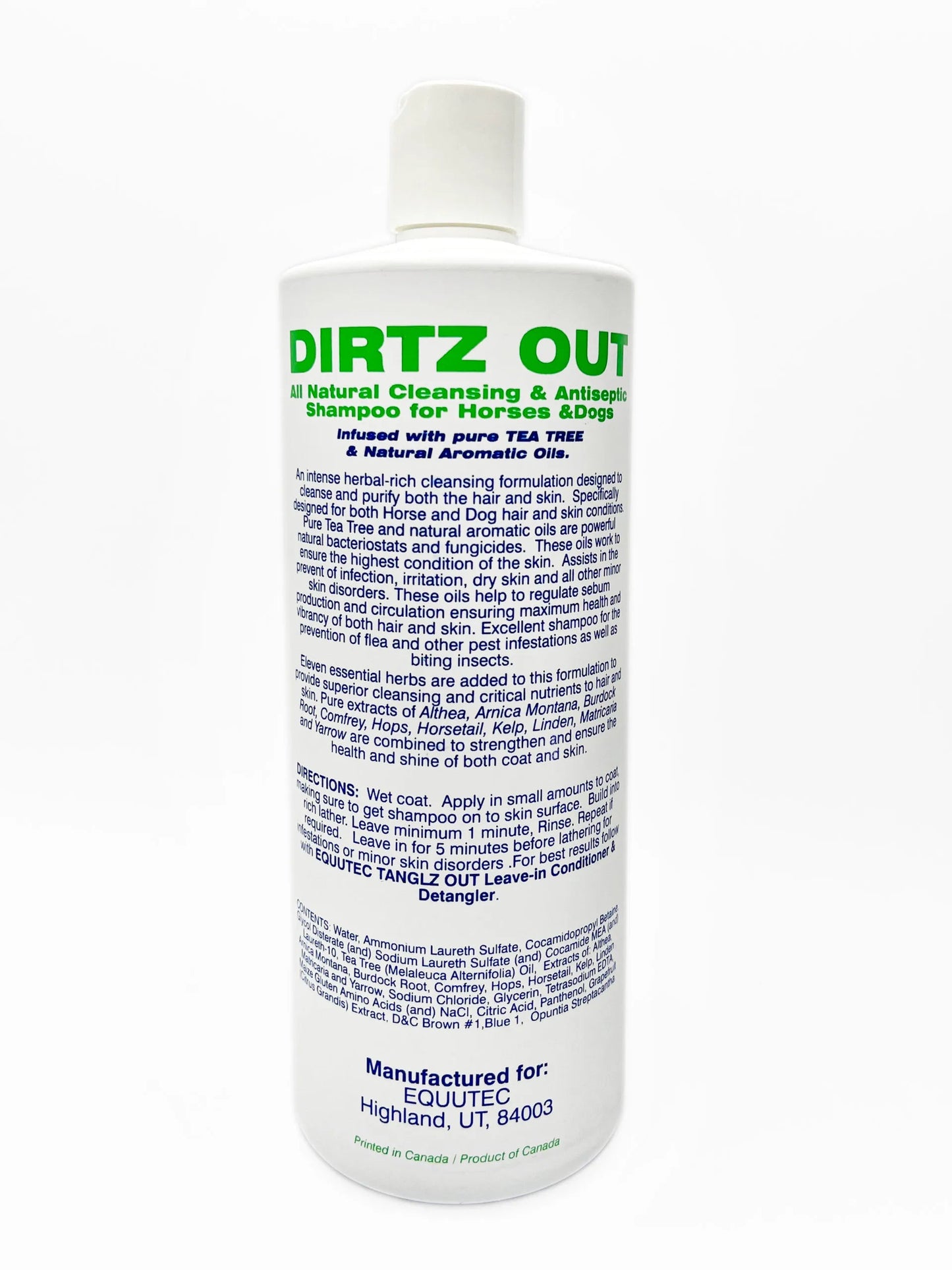 Dirtz Out Herbal Shampoo: All-Natural Antiseptic Cleanser for Horses & Dogs Prime 90