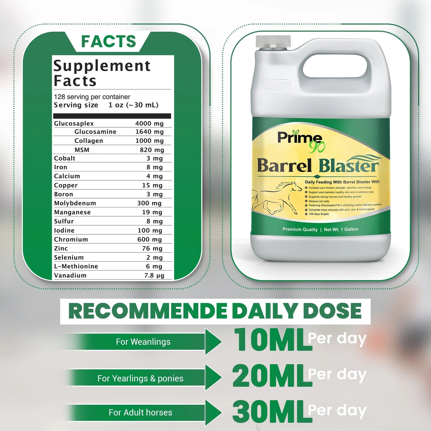 Barrel Blaster: Elite Liquid Supplement for Barrel Racing Horses (one gallon) – Enhanced Performance & Recovery Prime 90