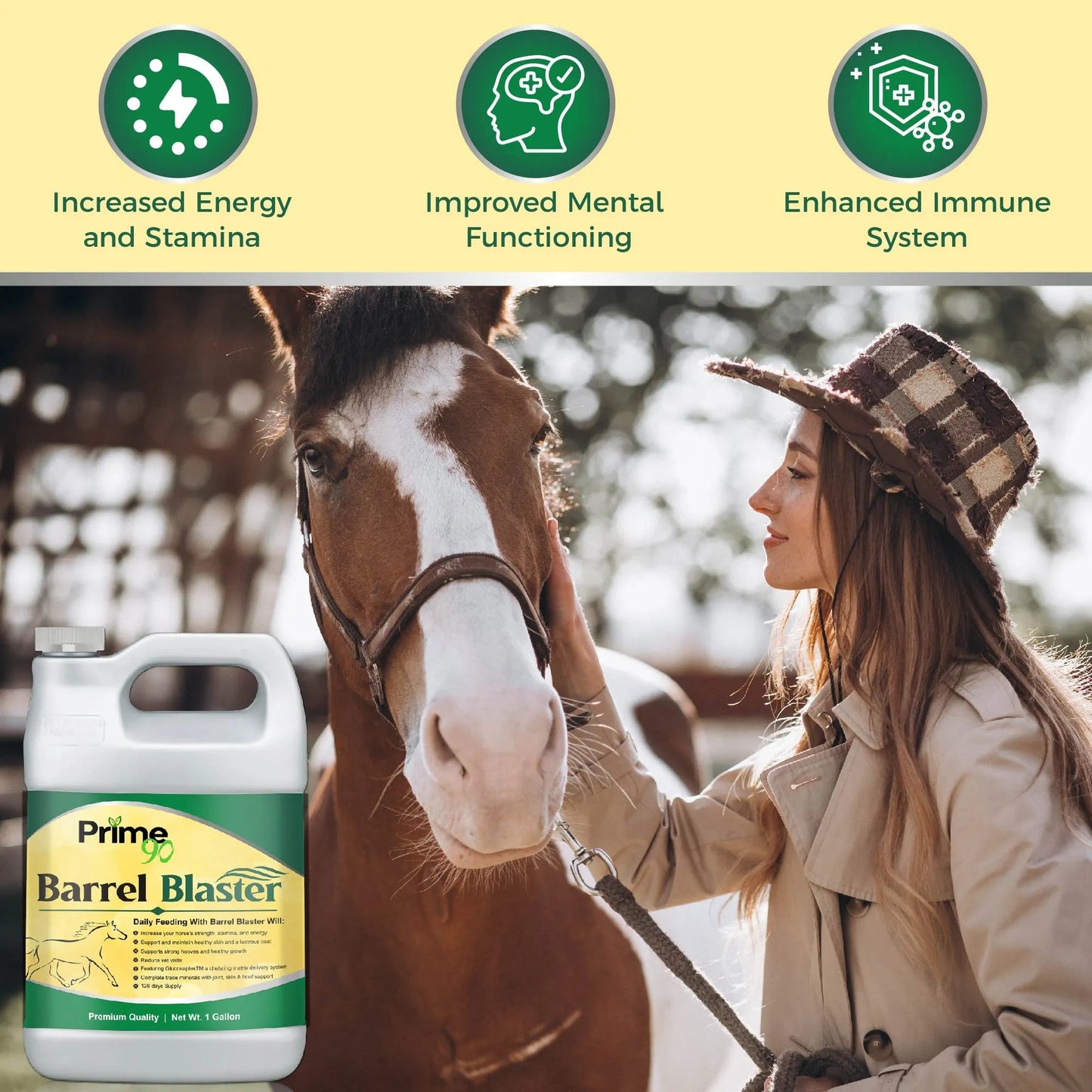 Barrel Blaster: Elite Liquid Supplement for Barrel Racing Horses (one gallon) – Enhanced Performance & Recovery Prime 90