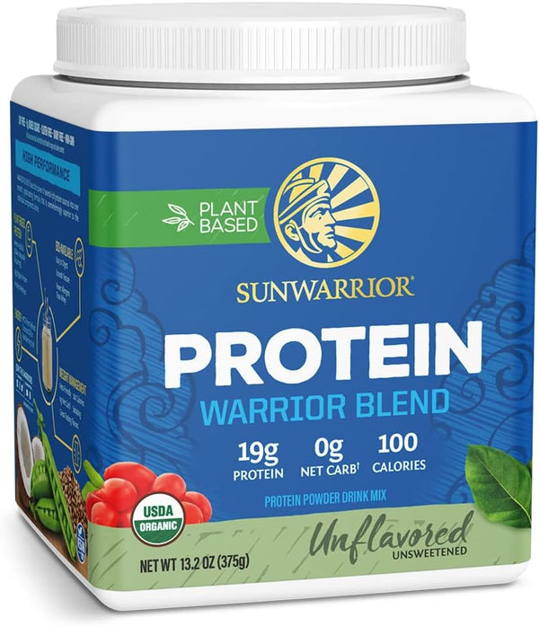 Sunwarrior Vegan Organic Protein Powder Plant-Based | BCAA Amino Acids Hemp Seed Soy Free Dairy Free Gluten Free Synthetic Free Non-GMO | Unflavored 15 Servings | Warrior Blend Sunwarrior