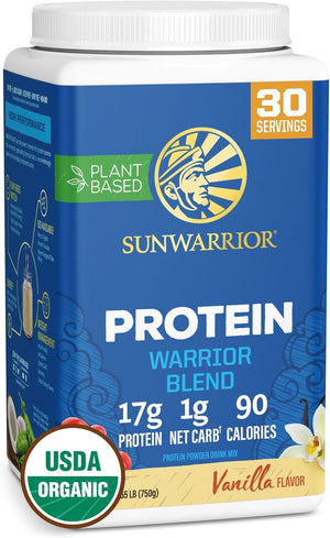 Sunwarrior Vegan Protein Powder Organic Plant-Based Protein | BCAA Amino Acids Hemp Seed Plant Protein | Soy Free Dairy Free Gluten Free Synthetic Free Non-GMO | Vanilla 30 Servings | Warrior Blend Sunwarrior