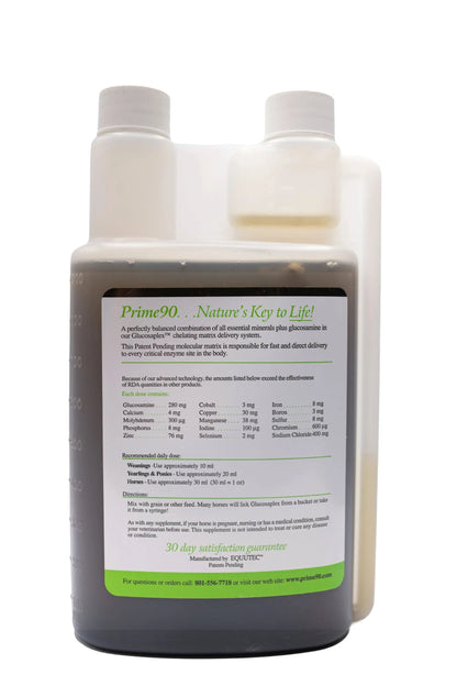 Equine vitality boost: Comprehensive Liquid Mineral & Glucosamine Supplement for Horses (1 quart) Prime 90
