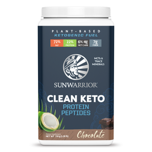 Sunwarrior Clean Keto Vegan Protein Powder with MCT Oil Essential Vitamins and Plant Based Protein Peptides (Chocolate) (720 Gram) Sunwarrior