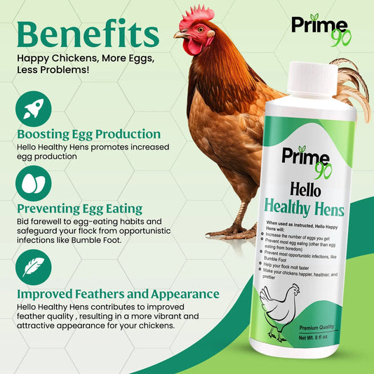 Hello Healthy Hens – Essential Mineral Supplement for Optimal Chicken Health & Egg Production Prime 90
