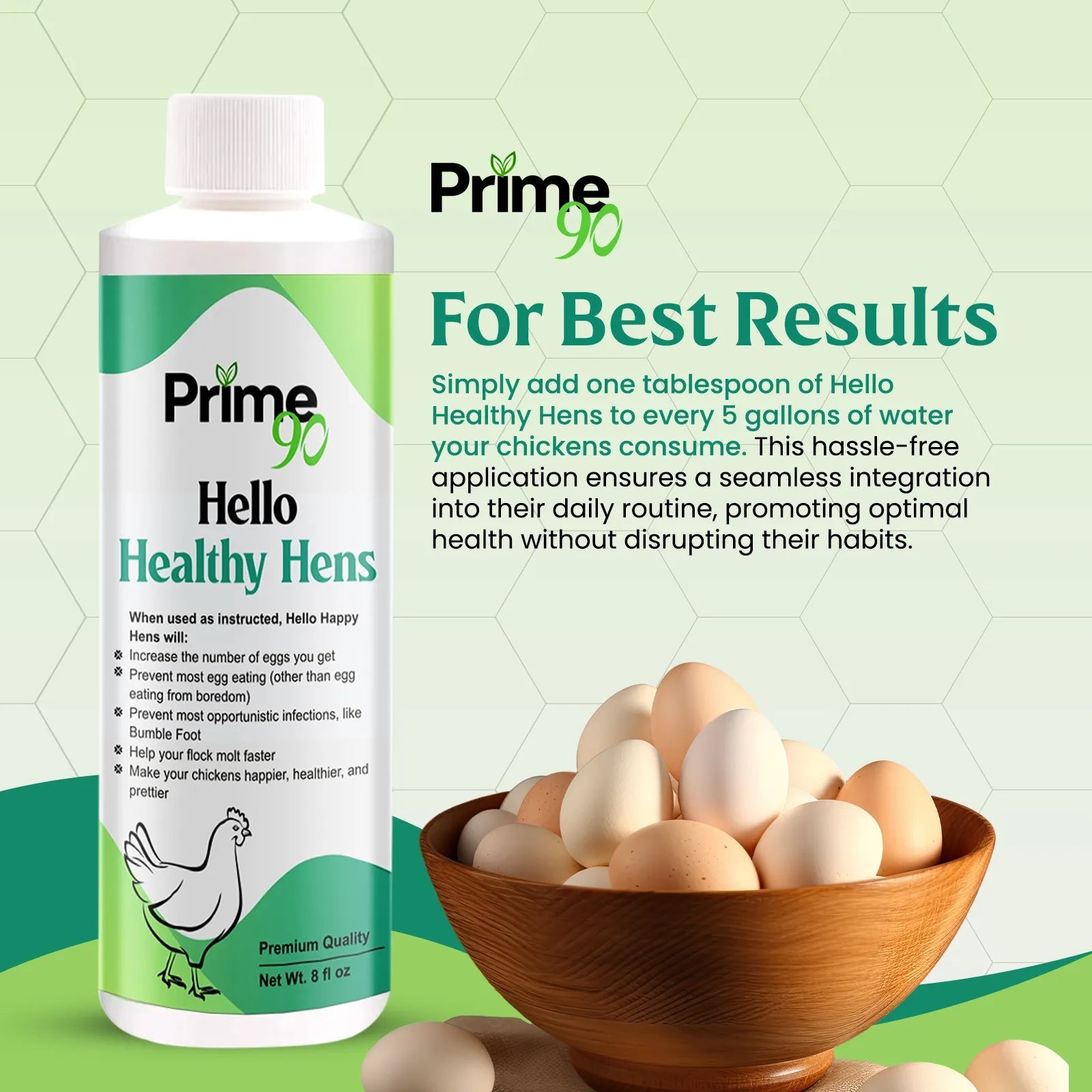 Hello Healthy Hens – Essential Mineral Supplement for Optimal Chicken Health & Egg Production Prime 90