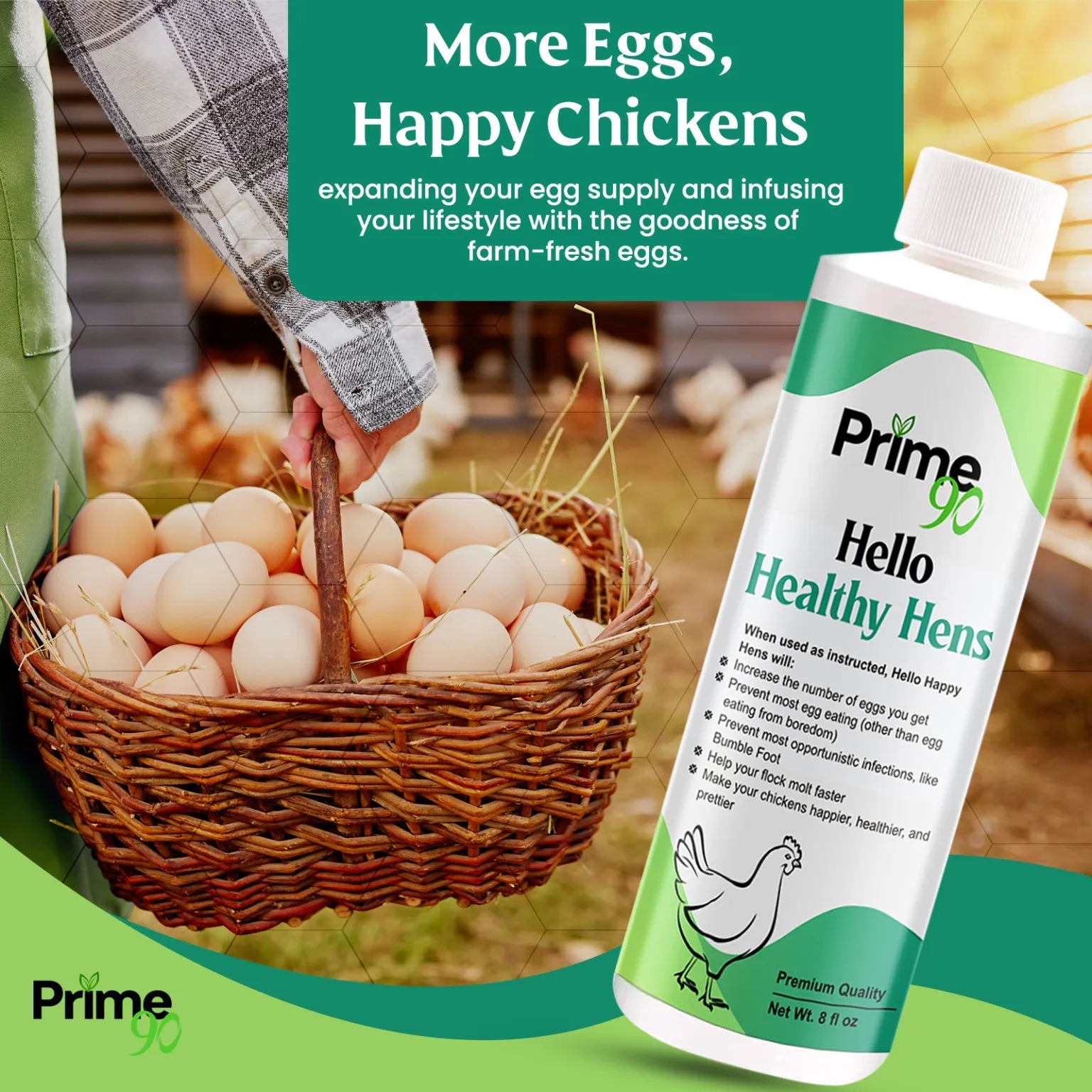 Hello Healthy Hens – Essential Mineral Supplement for Optimal Chicken Health & Egg Production Prime 90